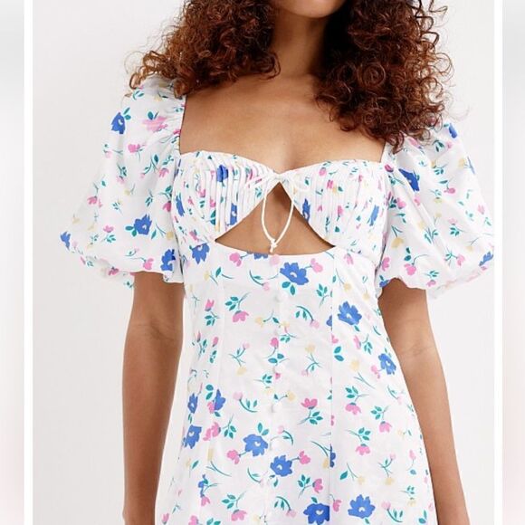 For Love & Lemons Lexy Maxi Dress White Floral Size S - Picture 2 of 14